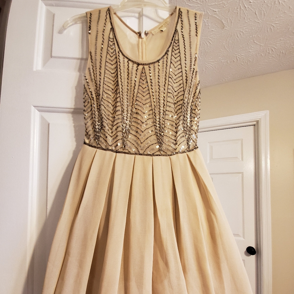 TFNC NYE Dress- beaded, with tulle skirt underlay